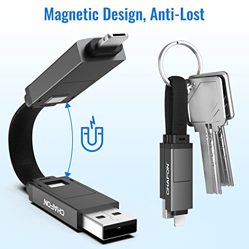 Multi Kabel za punjenje Kratko,Magnetni Privezak za ključeve 5 u 1 Kabel za prijenos podataka USB punjač,PD 60 W USB A/C za unos C,Micro USB Konektora, Kompatibilan s napajanjem tablete mobitela(3,15 inča)