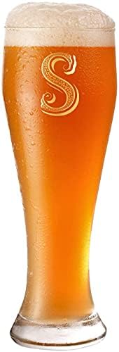 Jubilej Pivo čašu s monogramom S - Personalizirano monogram Velikog Piva - Pokloni za Prijatelje, obitelj, Žena
