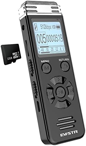 Digitalni diktafon EVISTR V508 sa SD karticom-Uređaj za snimanje zvuka za predavanja i sastanke s Vanjskim mikrofonom,