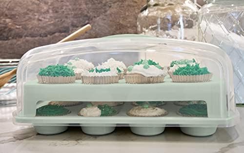 Držač za cupcakes sa elementima Vrhu police, Moderan Držač od morske Pjene Zelene Boje, broji 24 Cupcake za