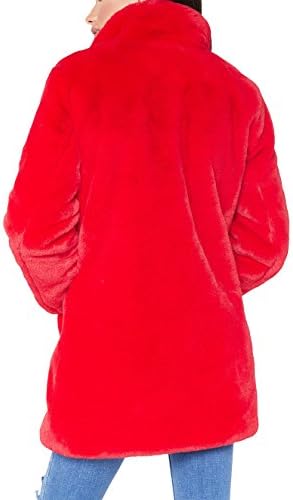 Remelon Ženska zimska topla jakna dugih rukava i lapels od umjetnog krzna lisice, jakna, kaput, odjeća sa džepovima