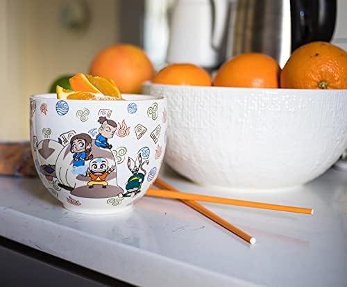 Nestvarno Zabavni Avatar: Posljednji Pagat Zraka Skup japanske keramičke posude | Uključuje Zdjelu Рамена na 18 unci i Keramičke štapići za jelo | Skup jela azijske kuhinje za domaće kuhinje