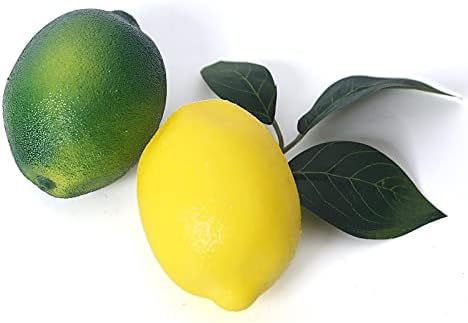 Lažni Voće Umjetni Limun, 3,1×2,2 Umjetna Limun Lažni Limes s lišćem, Realan Lažni Dekor od Limuna za Zurke