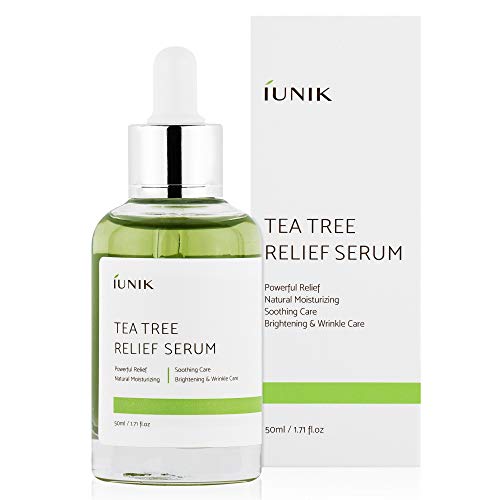 Prirodni serum za lice iUNIK Tea tree Relief 1,71 Fl Oz, - Ampul za liječenje akni i transparentan kože – Serum