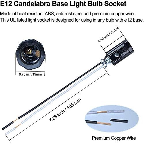 16 Komada Držača Žarulje E12, Utičnice za svjetiljke na bazi Канделябра sa 6 - inčnim žicama, Bakrena žica,