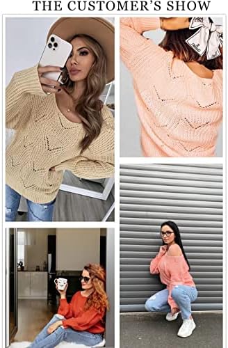 Dokotoo Ženske slatka mekani džemper dugih rukava s okruglog izreza i šuplje kabelom Pleteni pulover