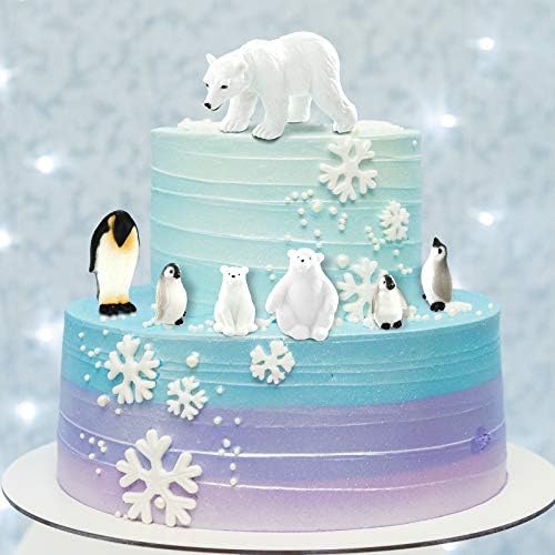 12 Komada Igračaka sa slike Polarnih životinja Set Figura Polarnih životinja Uključuje 6 komada Obiteljskih Figura polarnog Medvjeda i 6 komada Obiteljskih Figura Carskog Pingvina na Dan Rođenja i Božićni party.