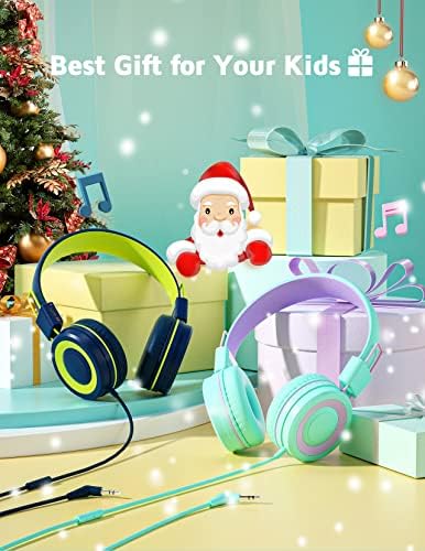 Dječji slušalice s mikrofonom (2 kom), Žičane Slušalice sa ograničenjem jačine 91 db i Razdjelnik za Djecu, Dječaci Djevojčice Online Škola/Putovanja/iPad/Tablet, Božićni poklon