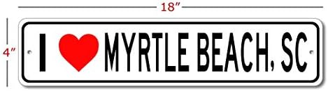 Myrtle Beach, Južna Carolina - volim Gradsku znak SAD - Novo Metalni Znak za uređenje doma, Znak za Špilje Osobe, Personalizirani Poklon Znak, Dekor zidova garaže, obavljeno u SAD - 4x18 inča