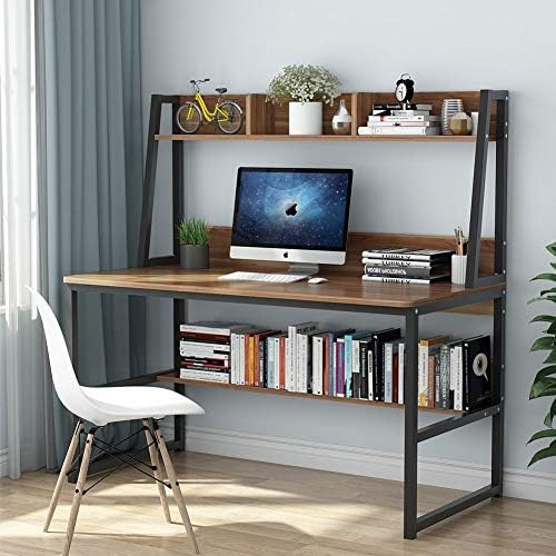 Računalni stol Tribesigns s patentnim, 47 inča Home Uredski stol sa kompaktnim dizajnom knjiga polica za male prostore (Tamni orah)